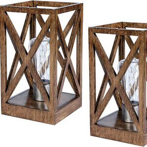 2 Pack Retro Battery Powered Table Lamps, Battery Operated‎ Cordless Lamp Set